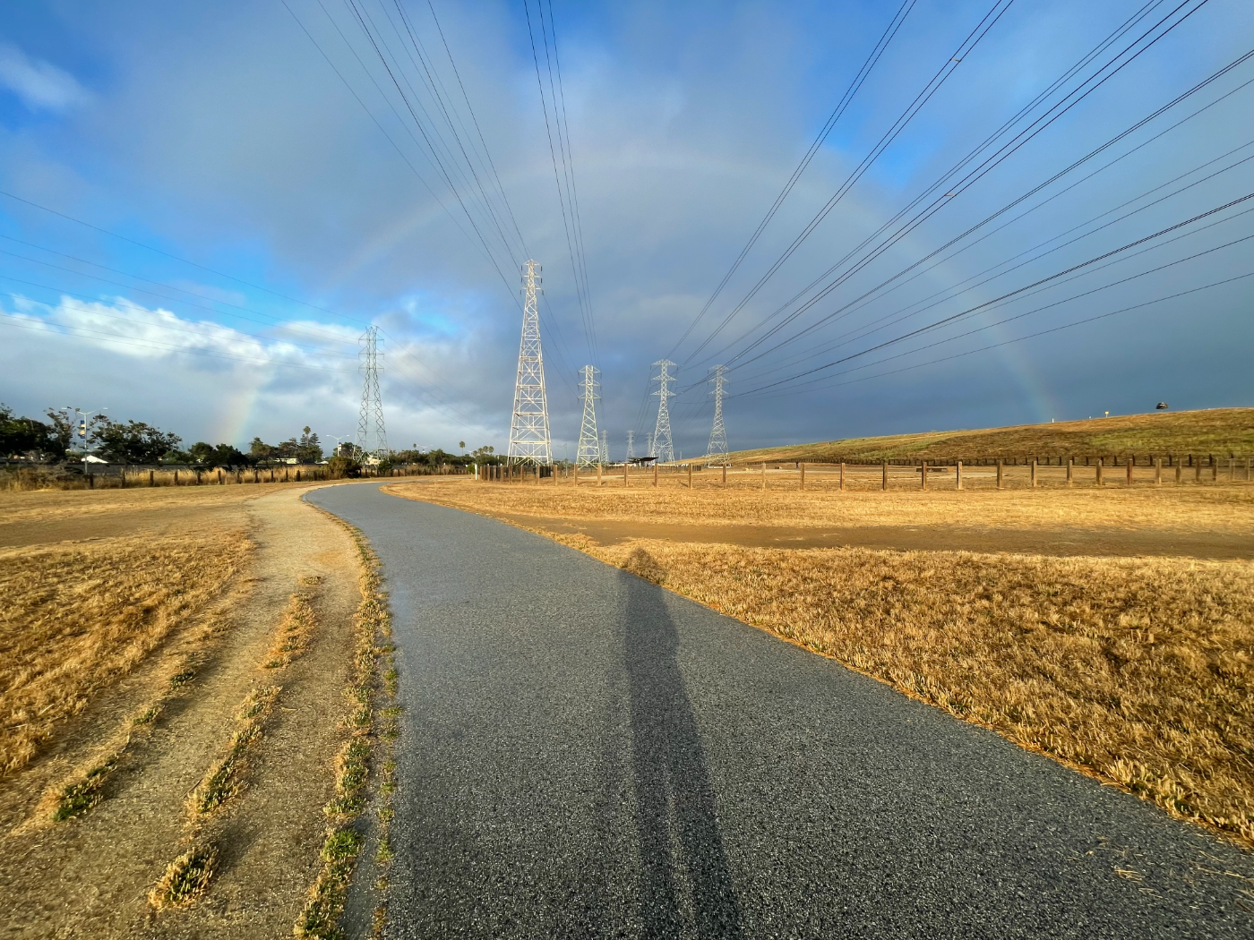 A rainbow over the morning path